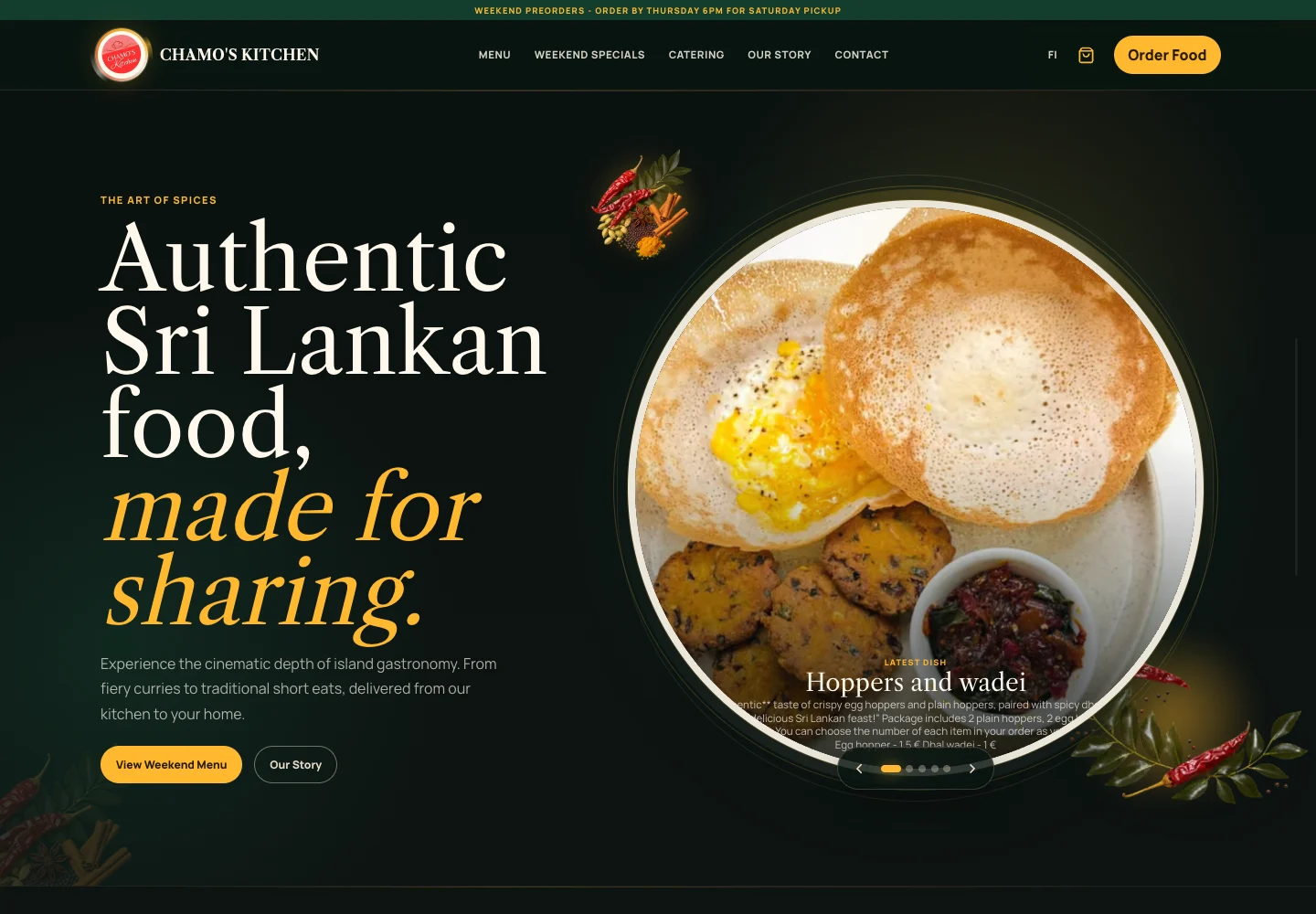 Chamos Kitchen application screenshot